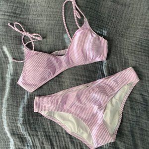 J. Crew new lavendar seersucker bikini